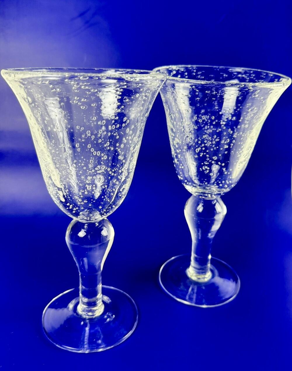 Artland Iris Glasses Clear 8.25" Handblown Bubbles Water Goblets Wine Thick
